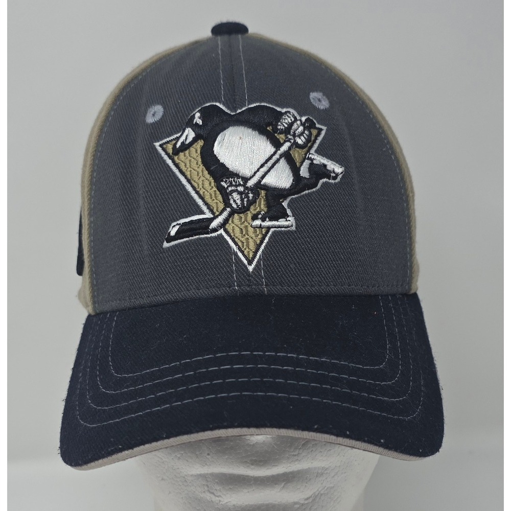 Zephyr Pittsburgh Penguins Hat S Tan NHL Fitted Zfit Stretch Pens Hockey Cap
